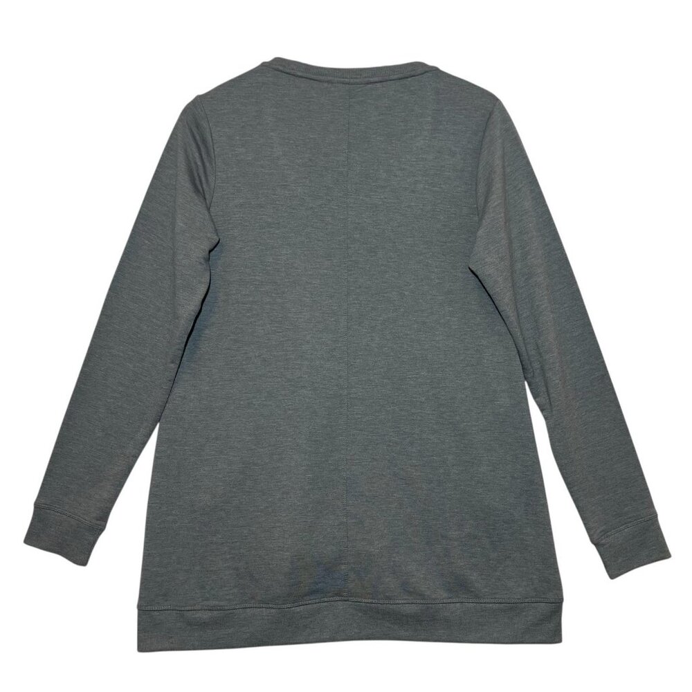 Logo Lounge Women's Top Sweatshirt Gray XS V Neck Pockets Long Sleeves Stretch - Picture 2 of 7